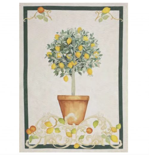 Italian Lemon Tree Print Linen Tea Towel