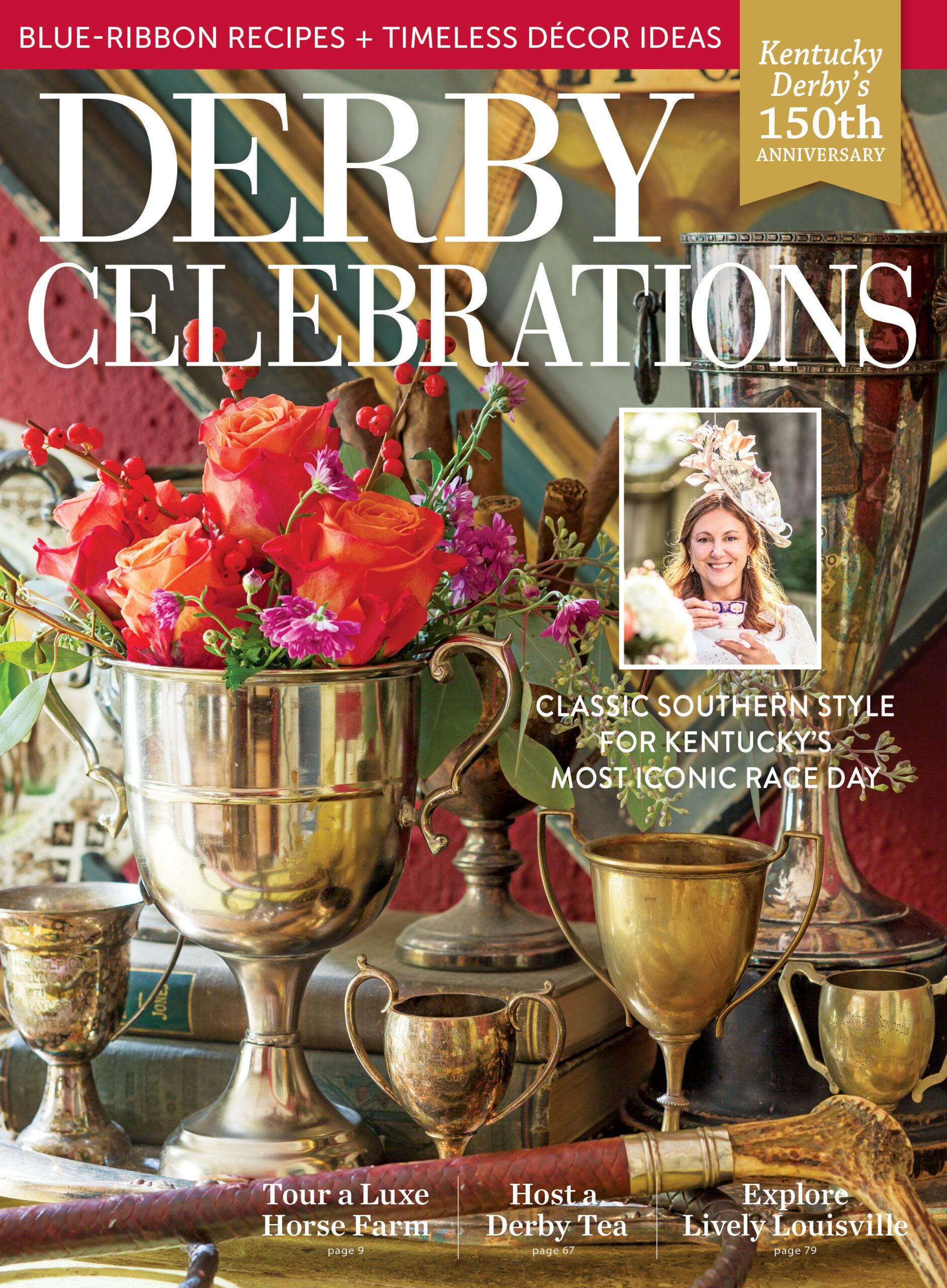 Derby Celebrations cover with gold trophy and red roses