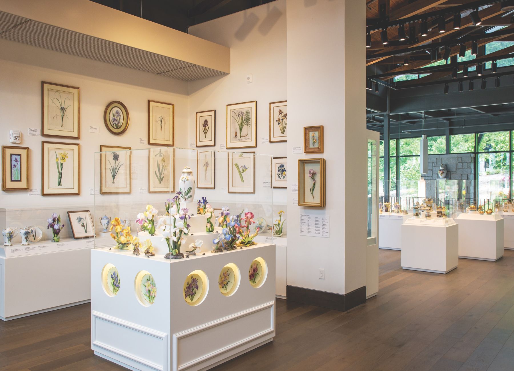 Porcelain and framed art at the Porcelain and Decorative Arts Museum of Athens, GA