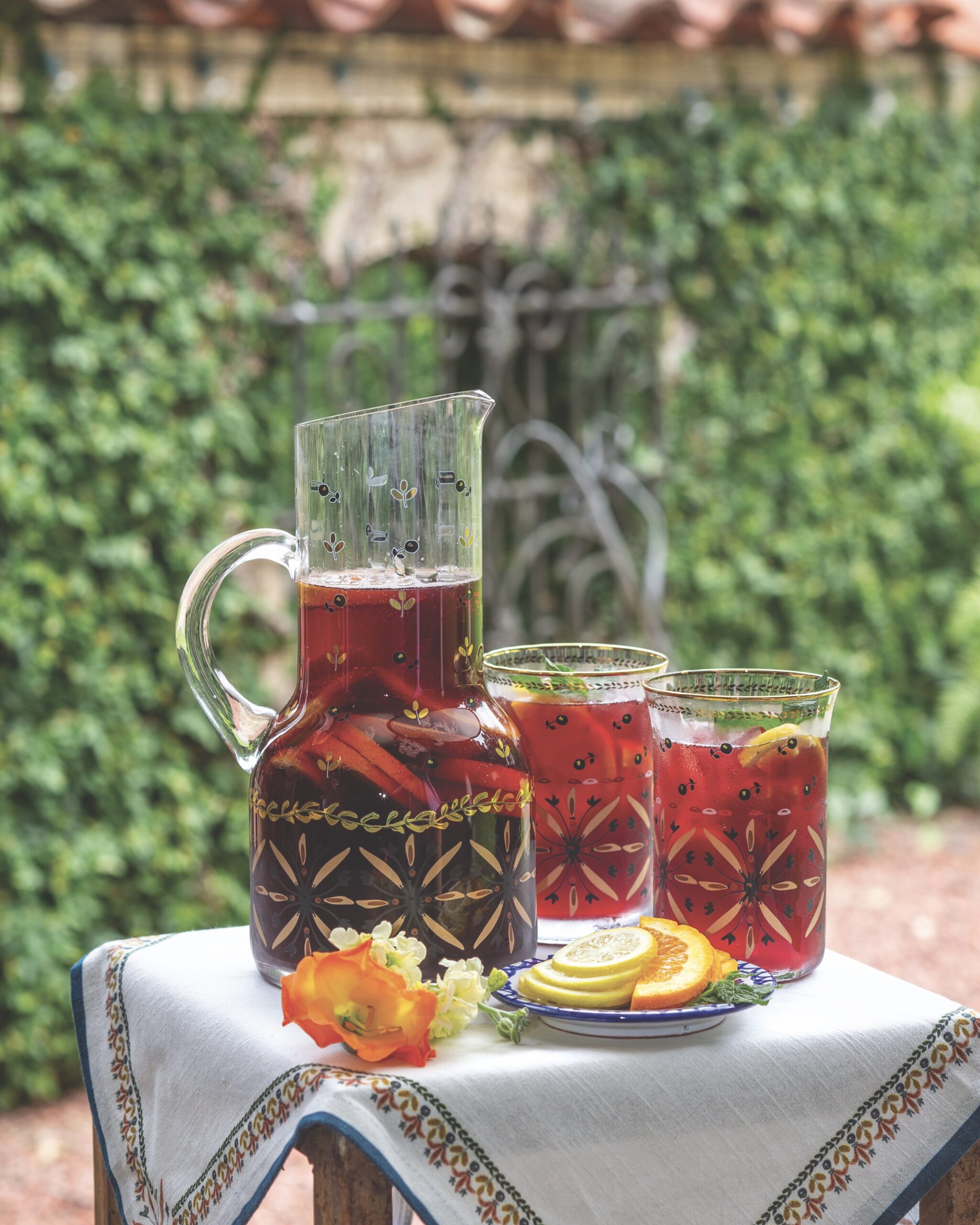 Sangria in a pitcher and glasses
