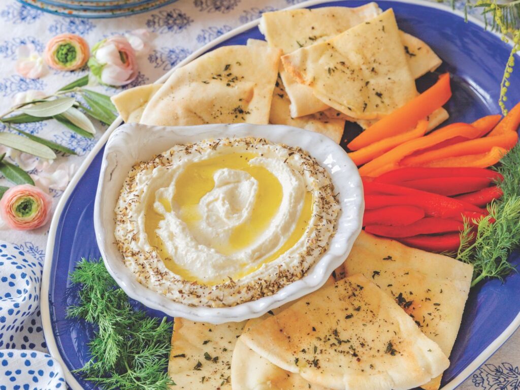Whipped Feta Dip with pita and veggies