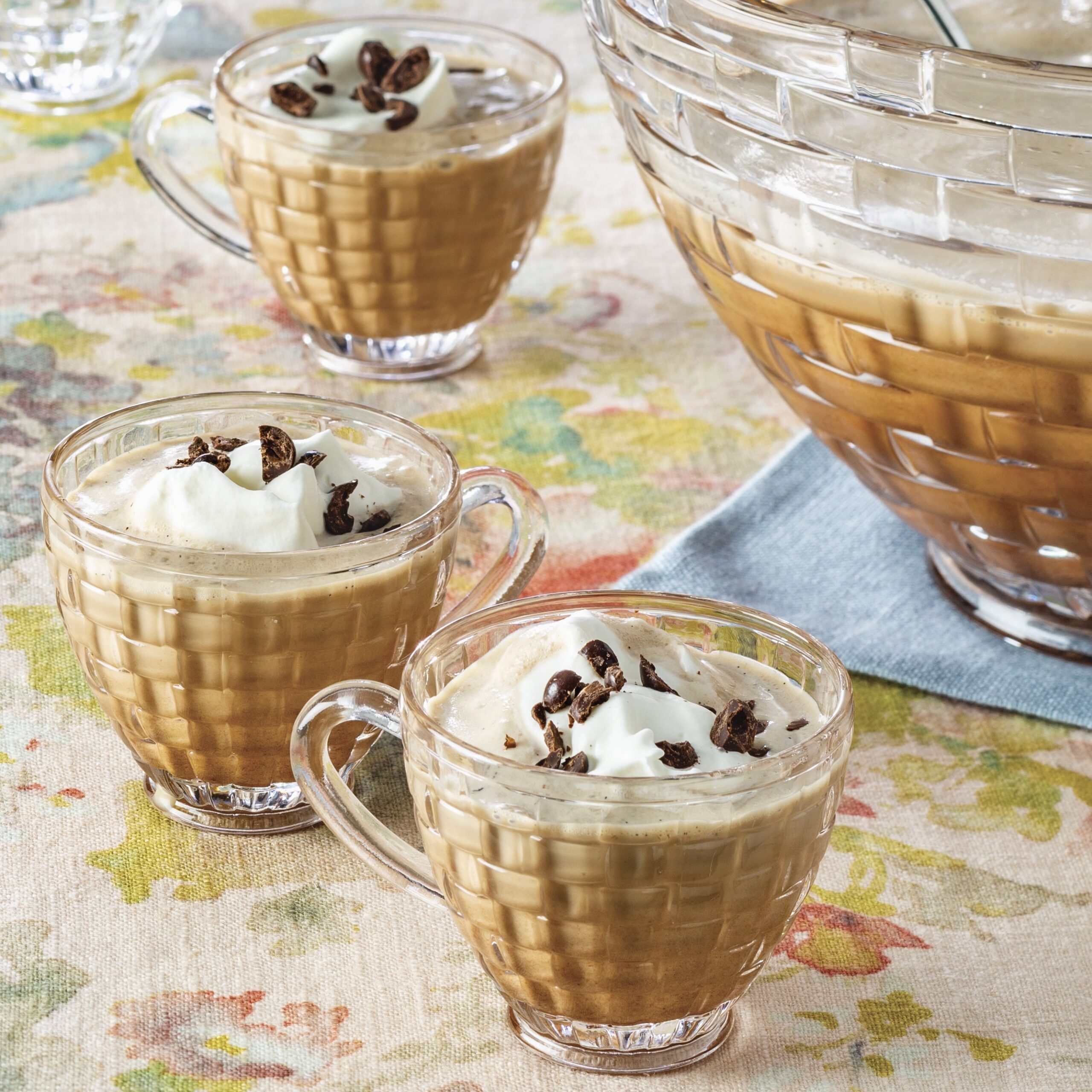 Coffee punch in clear mugs