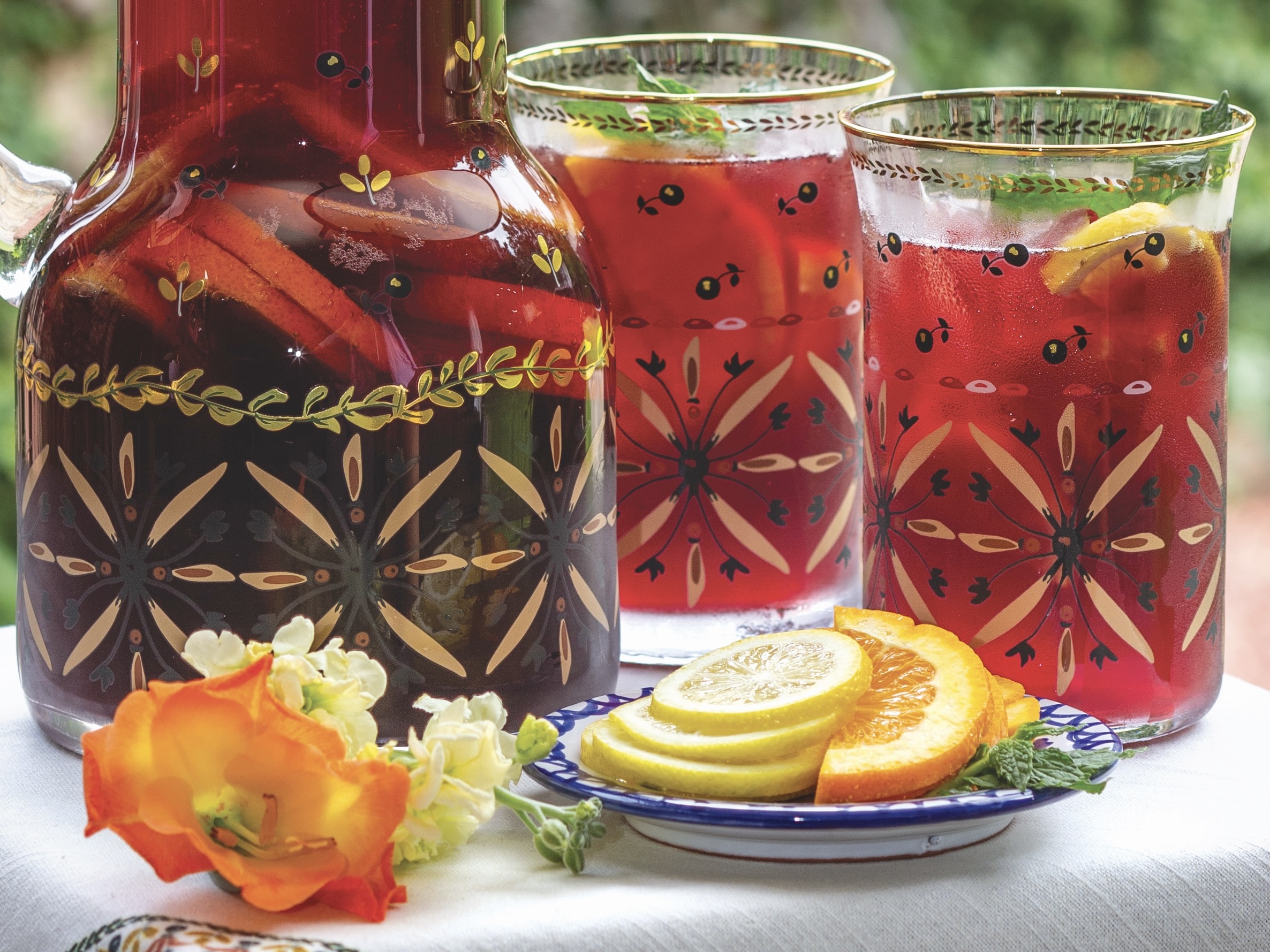 Close-up of tinto de verano drinks