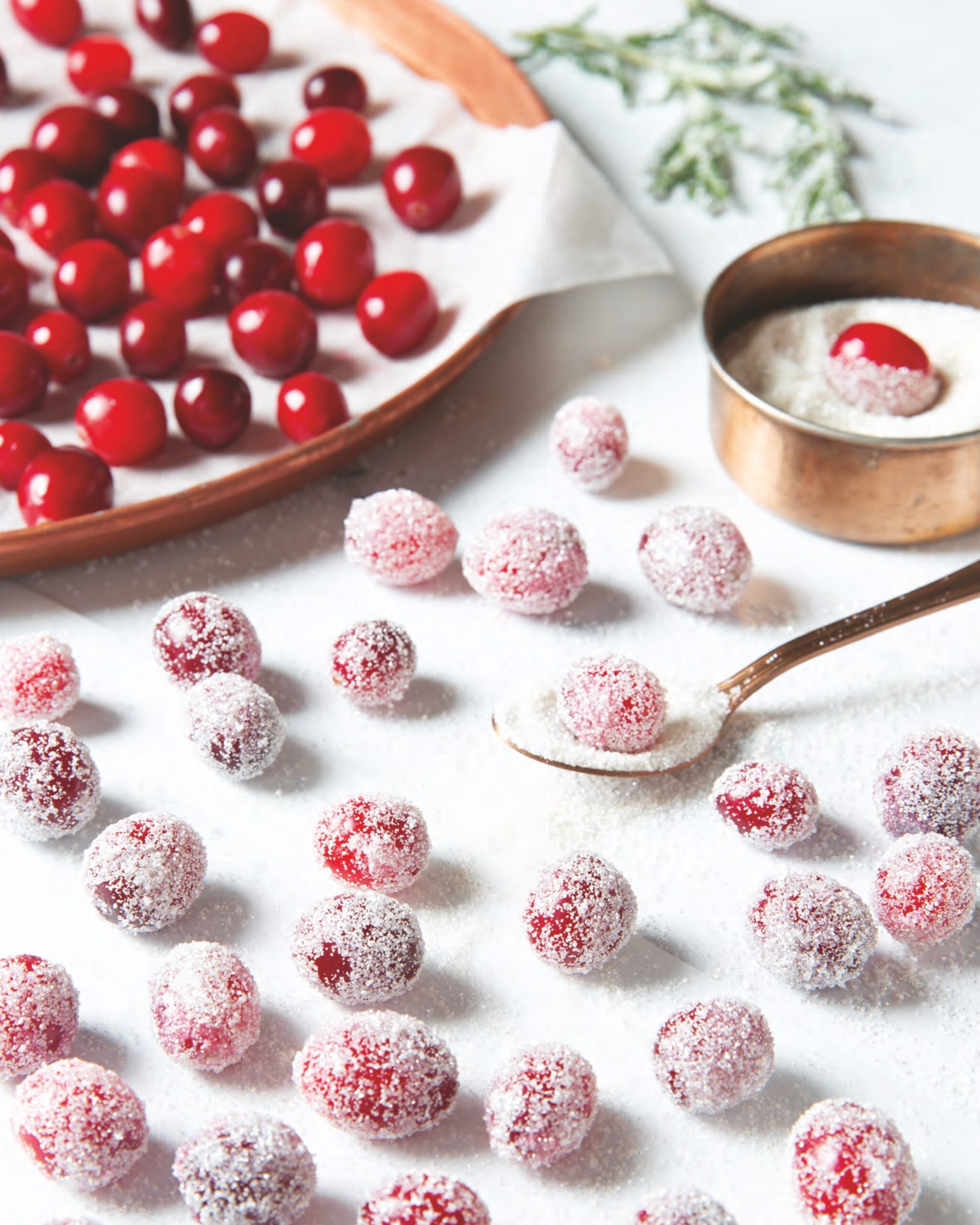 Cranberries dusted with sugar.