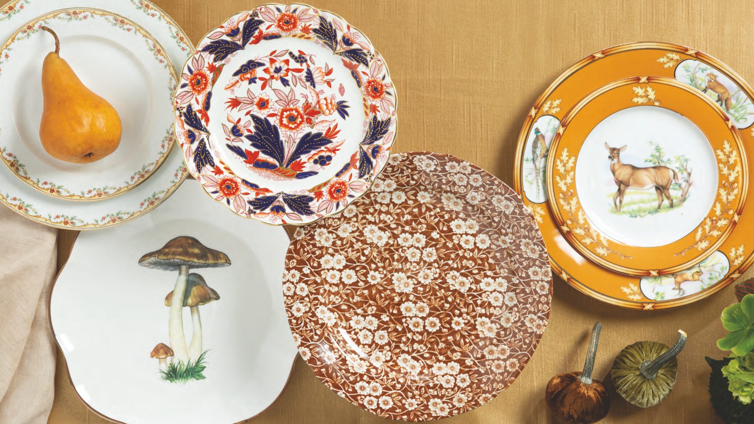 A flatlay shot of vintage plates.