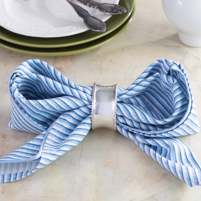 A napkin folded into a bow shape.