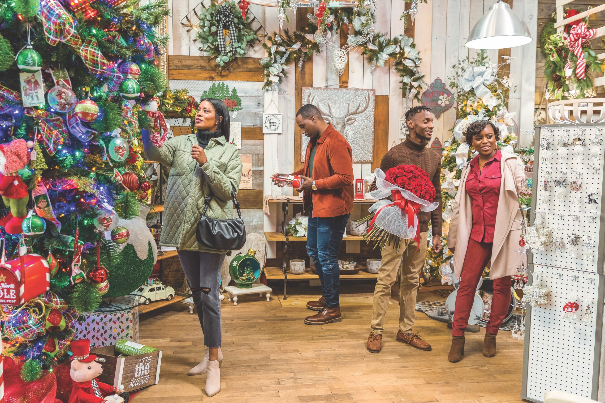 Shoppers peruse holiday decor and gifts in Ellijay, Georgia.