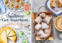 Enjoy an Exclusive Taste of Kelsey Barnard Clark’s New Cookbook The cover of Southern Get Togethers and a plate of beignets.