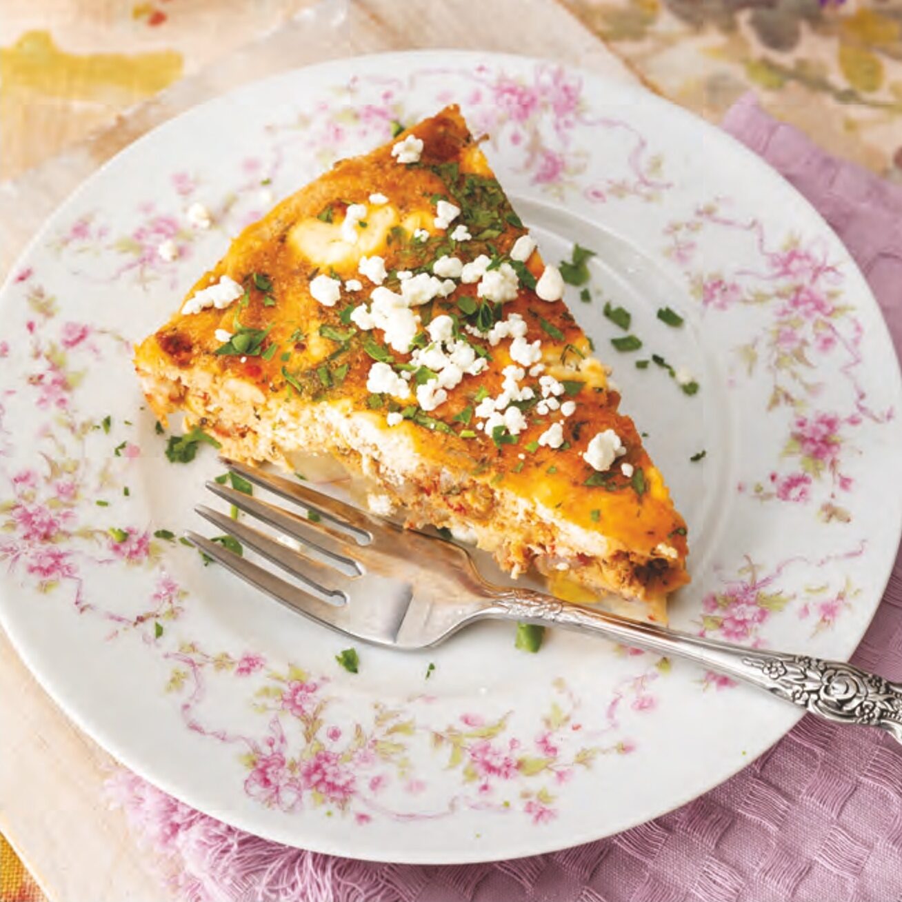 Crawfish Boil Frittata on a plate.