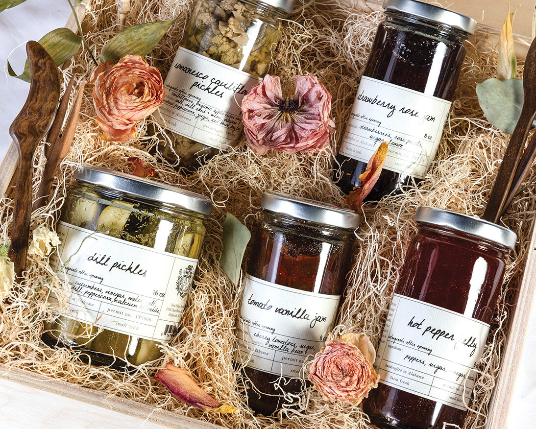 pickles, jellies, and jams from Stone Hollow Farmstead in a gift box