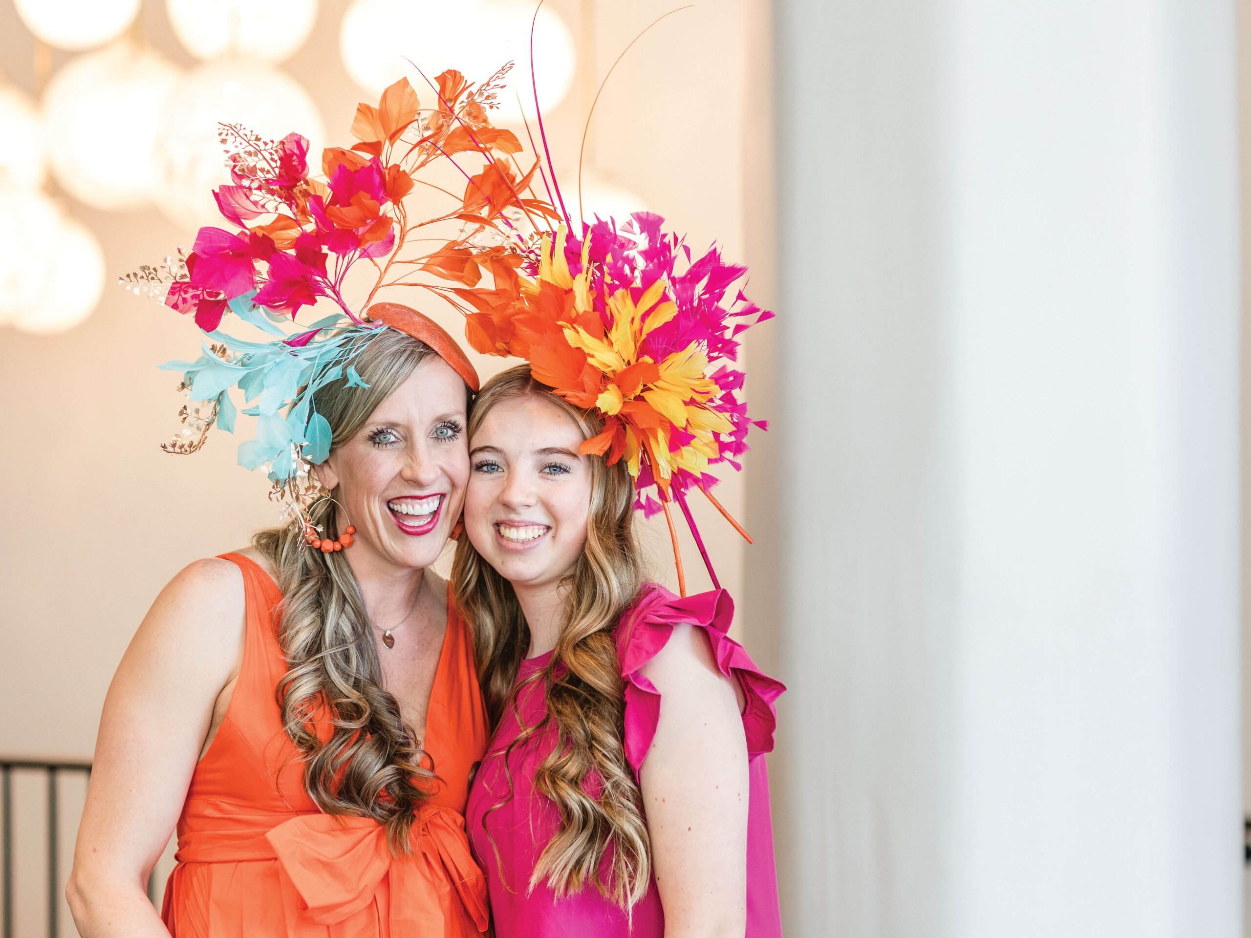 Mother and daughter in colorful derby fashion