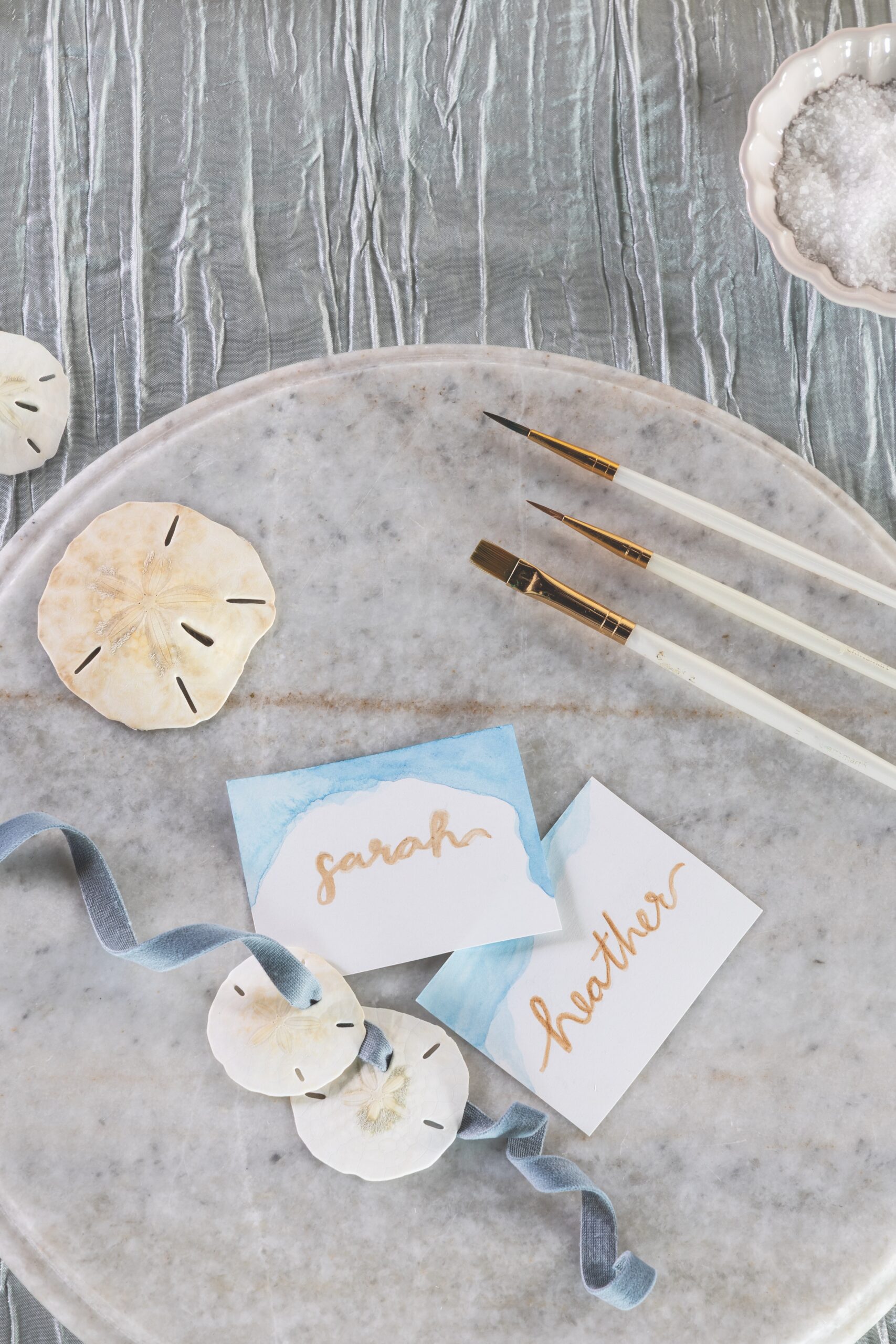 Completed watercolor name tag