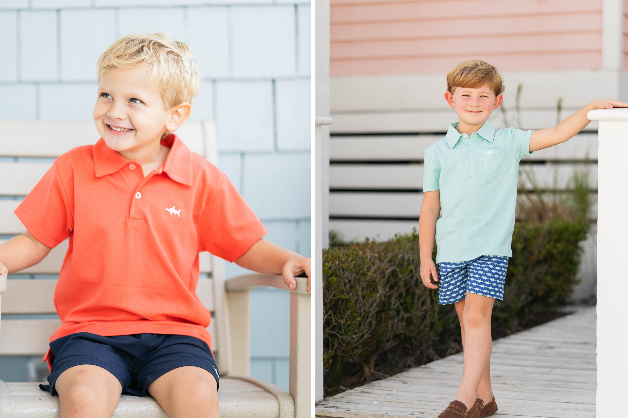 Boys in beachy outfits