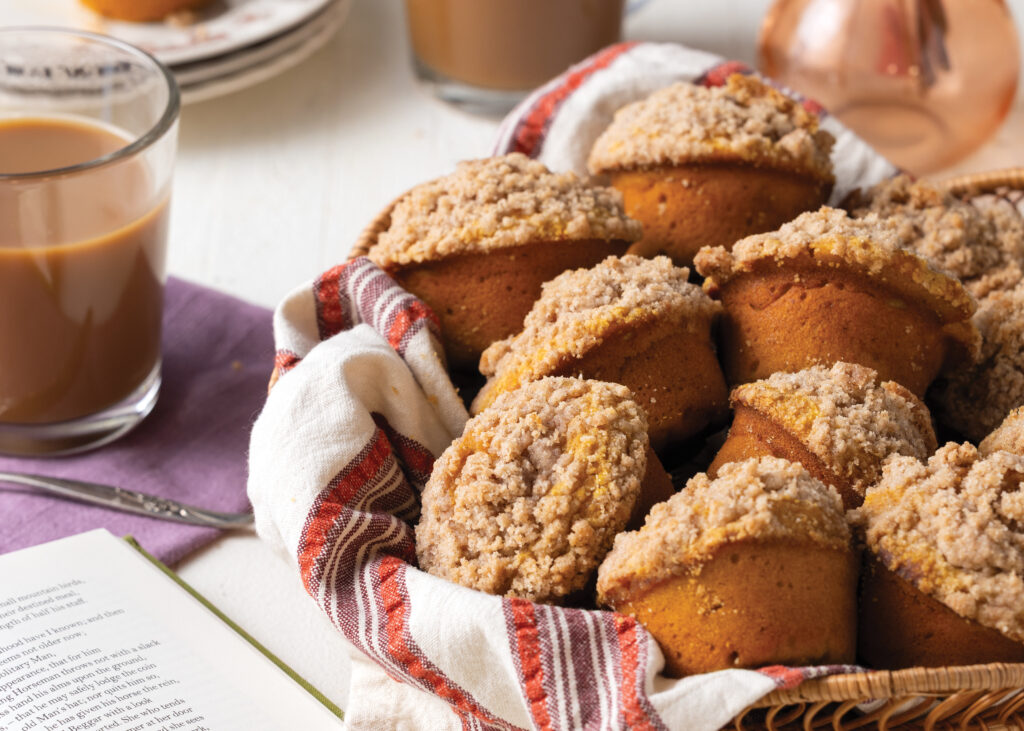 Pumpkin muffins in a basket