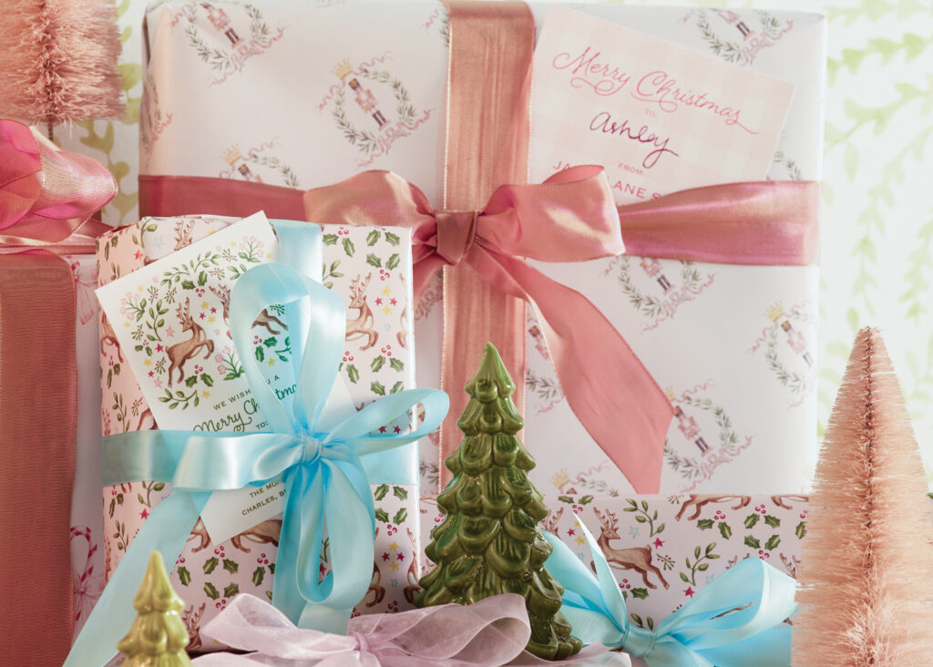 Wrapped presents in pastel colors
