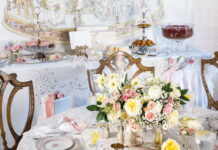 Sweet Beginnings: A Charming Baby Shower Table setting for baby shower with bright florals