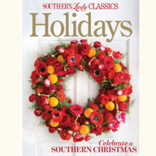 Southern Lady Classics Holidays magazine cover featuring a festive red flower wreath and the caption Celebrate a Southern Christmas
