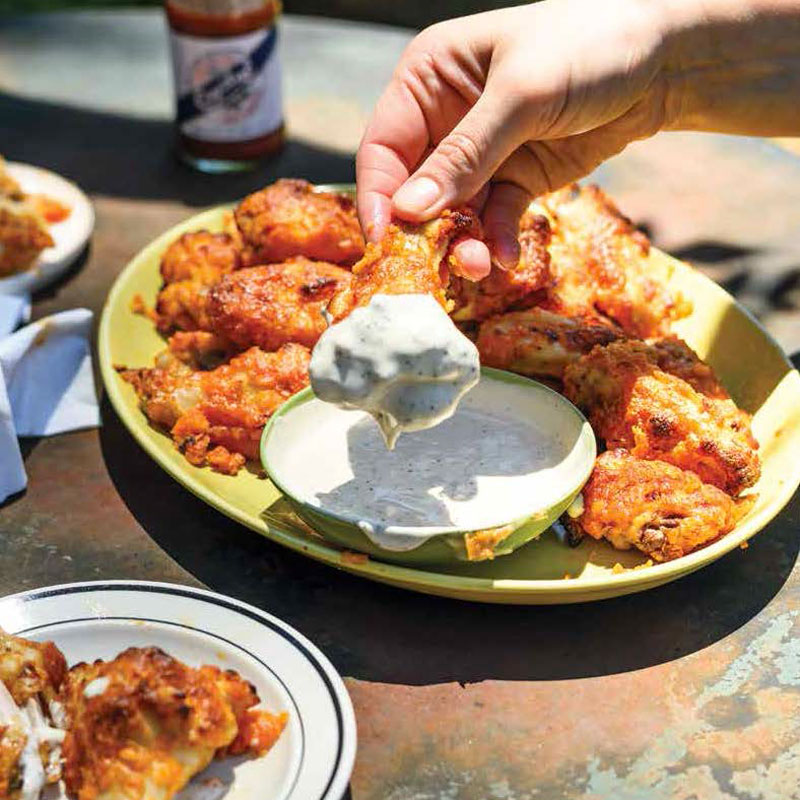 Chicken wings dipped in ranch
